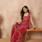 InWeave Orange Red Unique Foil Sweetheart Neck Sharara Set - Swadesiicart