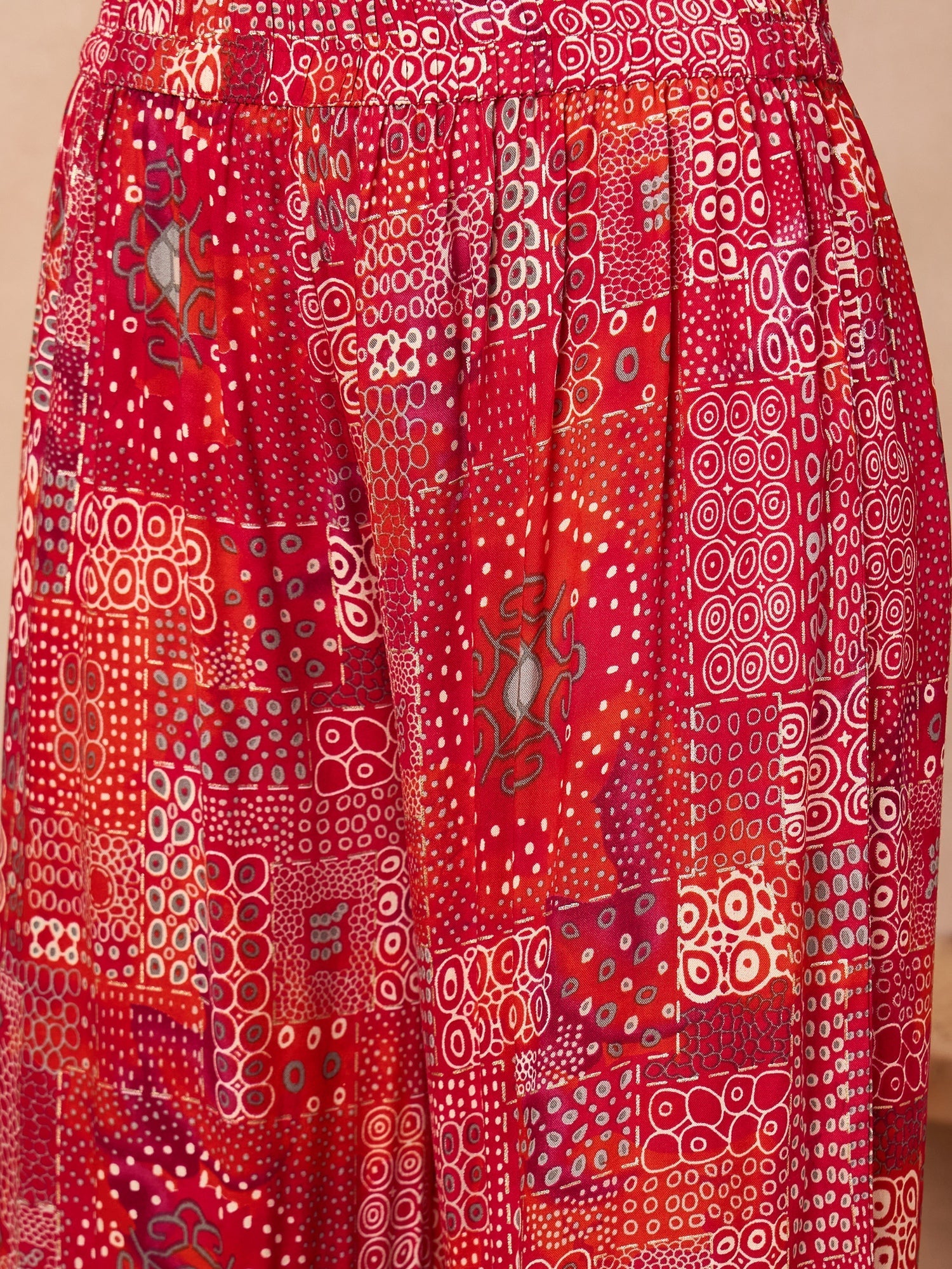 InWeave Orange Red Unique Foil Sweetheart Neck Sharara Set - Swadesiicart