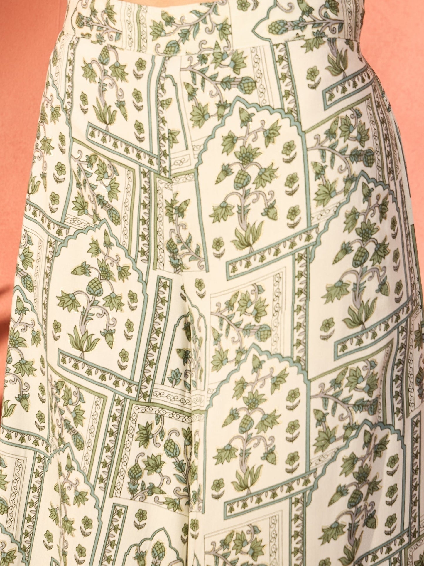 InWeave Sea Green Ethnic Palazzo Kurta Set - Swadesiicart