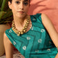 InWeave Dark Teal Foil Boota Round Neck W/S Sharara Set - Swadesiicart