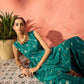 InWeave Dark Teal Foil Boota Round Neck W/S Sharara Set - Swadesiicart