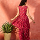 InWeave Maroon Burgundy Foil Boota Round Neck W/S Sharara Set - Swadesiicart