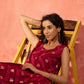 InWeave Maroon Burgundy Foil Boota Round Neck W/S Sharara Set - Swadesiicart