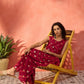 InWeave Maroon Burgundy Foil Boota Round Neck W/S Sharara Set - Swadesiicart