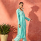 InWeave Mint Green Lurex Sweetheart Neck Short Kurta Pant Set - Swadesiicart