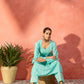 InWeave Mint Green Lurex Sweetheart Neck Short Kurta Pant Set - Swadesiicart