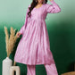 InWeave Lavender Lurex Sweetheart Neck Short Kurta Pant Set - Swadesiicart