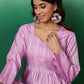 InWeave Lavender Lurex Sweetheart Neck Short Kurta Pant Set - Swadesiicart