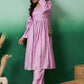 InWeave Lavender Lurex Sweetheart Neck Short Kurta Pant Set