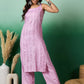 InWeave Lavender Lurex Thick Strappy Straight Kurta Pant Set - Swadesiicart