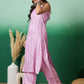 InWeave Lavender Lurex Thick Strappy Straight Kurta Pant Set - Swadesiicart