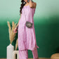 InWeave Lavender Lurex Thick Strappy Straight Kurta Pant Set - Swadesiicart