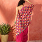 InWeave Fuchsia Multi Check Foil One Shoulder Leh Palazzo Set - Swadesiicart