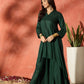InWeave Dark Green Mandarin Neck High Low Kurta Set - Swadesiicart