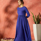 InWeave Ink Blue Long Anarkali Kurta Pant Set - Swadesiicart