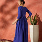 InWeave Ink Blue Long Anarkali Kurta Pant Set - Swadesiicart