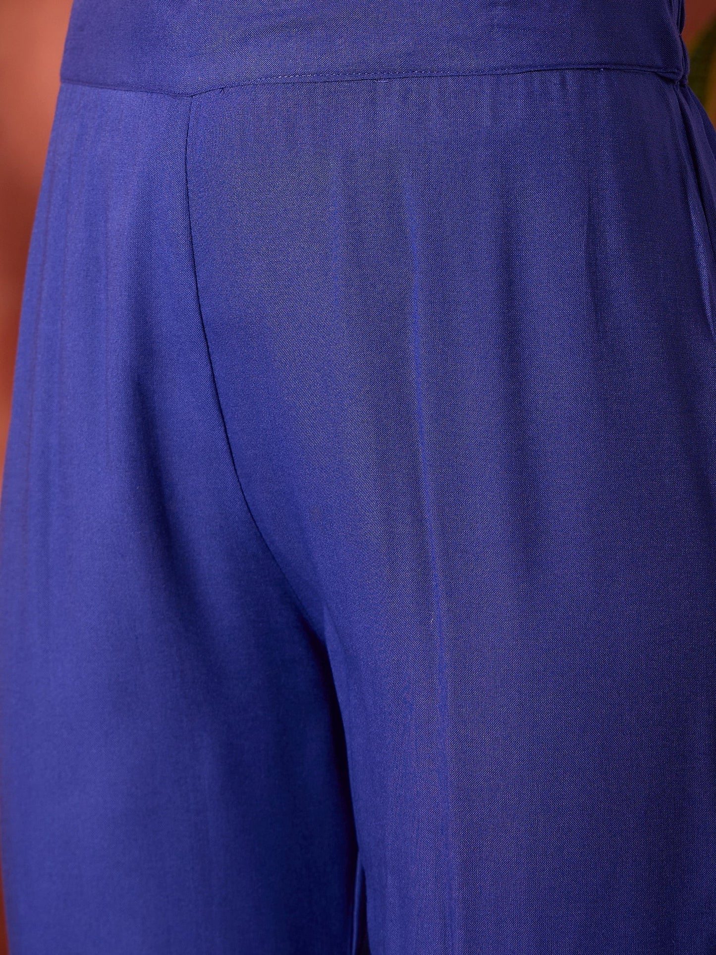 InWeave Ink Blue Long Anarkali Kurta Pant Set - Swadesiicart