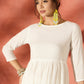 InWeave White Long Anarkali Kurta Pant Set - Swadesiicart