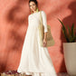 InWeave White Long Anarkali Kurta Pant Set - Swadesiicart