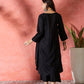 InWeave Black V-Neck Flared Kurta Short Palazzo Set - Swadesiicart
