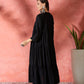 InWeave Black Solid Flared Lace Kurta Pant Set - Swadesiicart