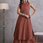 InWeave Maroon Orange Striped Kurta Set - Swadesiicart
