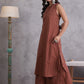 InWeave Maroon Orange Striped Kurta Set - Swadesiicart