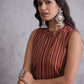 InWeave Maroon Orange Striped Kurta Set - Swadesiicart