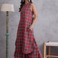 InWeave Red Black Check Kurta Set - Swadesiicart