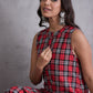InWeave Red Black Check Kurta Set - Swadesiicart