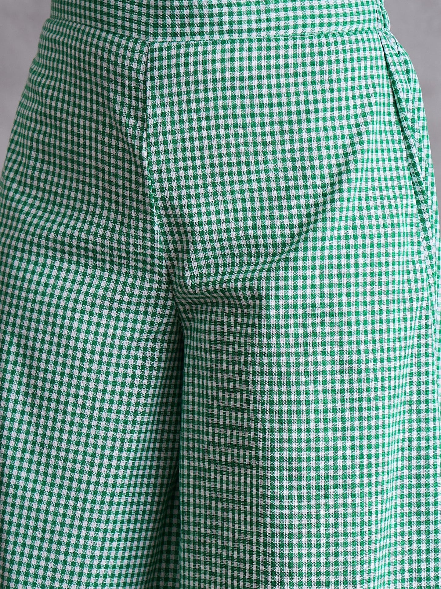 InWeave Green Small Check Kurta Set - Swadesiicart