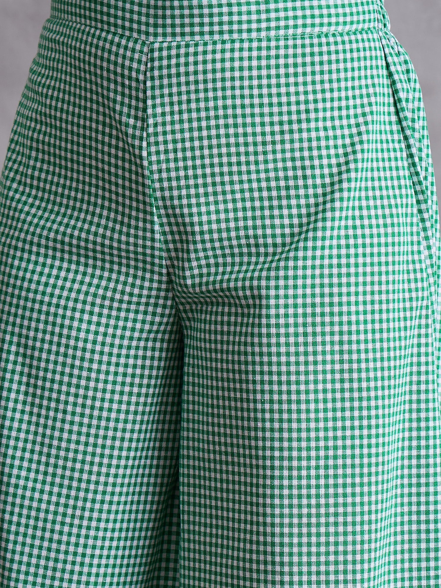 InWeave Green Small Check Kurta Set - Swadesiicart