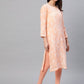 ADA Women Peach-Coloured & White Chikankari Embroidered Straight Sustainable Kurta | Swadesiicart