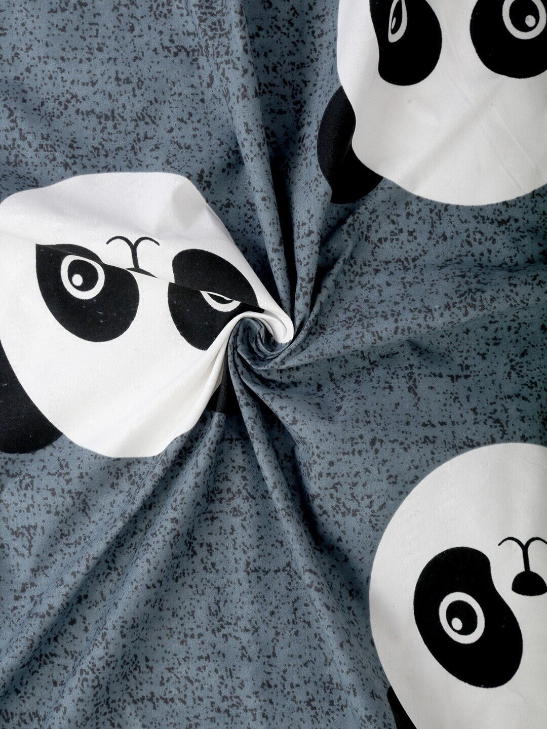 Home Sizzler Grey & White Panda 210 TC Bedsheet with Pillow Cover - Swadesiicart
