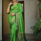 Vardha Emerald Green Banarasi Raw Silk Saree | Swadesiicart
