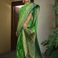 Vardha Emerald Green Banarasi Raw Silk Saree | Swadesiicart