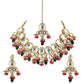 Tehzeeb Creations Back Meenakari Gold-Polished Multi Color Tika Earring Combo Uncut Big Faux Kundan Choker Necklace set | Swadesiicart