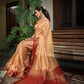 Vardha Peach Golden Zari Banarasi Raw Silk Saree | Swadesiicart