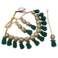 Tehzeeb Creations Back Meenakari Gold-Polished Tika Earring Jewellery Set Uncut Kundan Big Faux Kundan Dibbi Kundan Choker Necklace Set | Swadesiicart