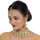 Tehzeeb Creations Back Meenakari Gold-Polished Green Color Tika Earring Jewellery Set Uncut Kundan Big Faux Kundan Dibbi Kundan Choker Necklace Set | Swadesiicart