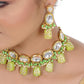 Tehzeeb Creations Back Meenakari Gold-Polished Green Color Tika Earring Jewellery Set Uncut Kundan Big Faux Kundan Dibbi Kundan Choker Necklace Set | Swadesiicart