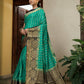 Vardha Teal Green Golden Zari Banarasi Raw Silk Saree | Swadesiicart