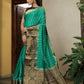 Vardha Teal Green Golden Zari Banarasi Raw Silk Saree | Swadesiicart