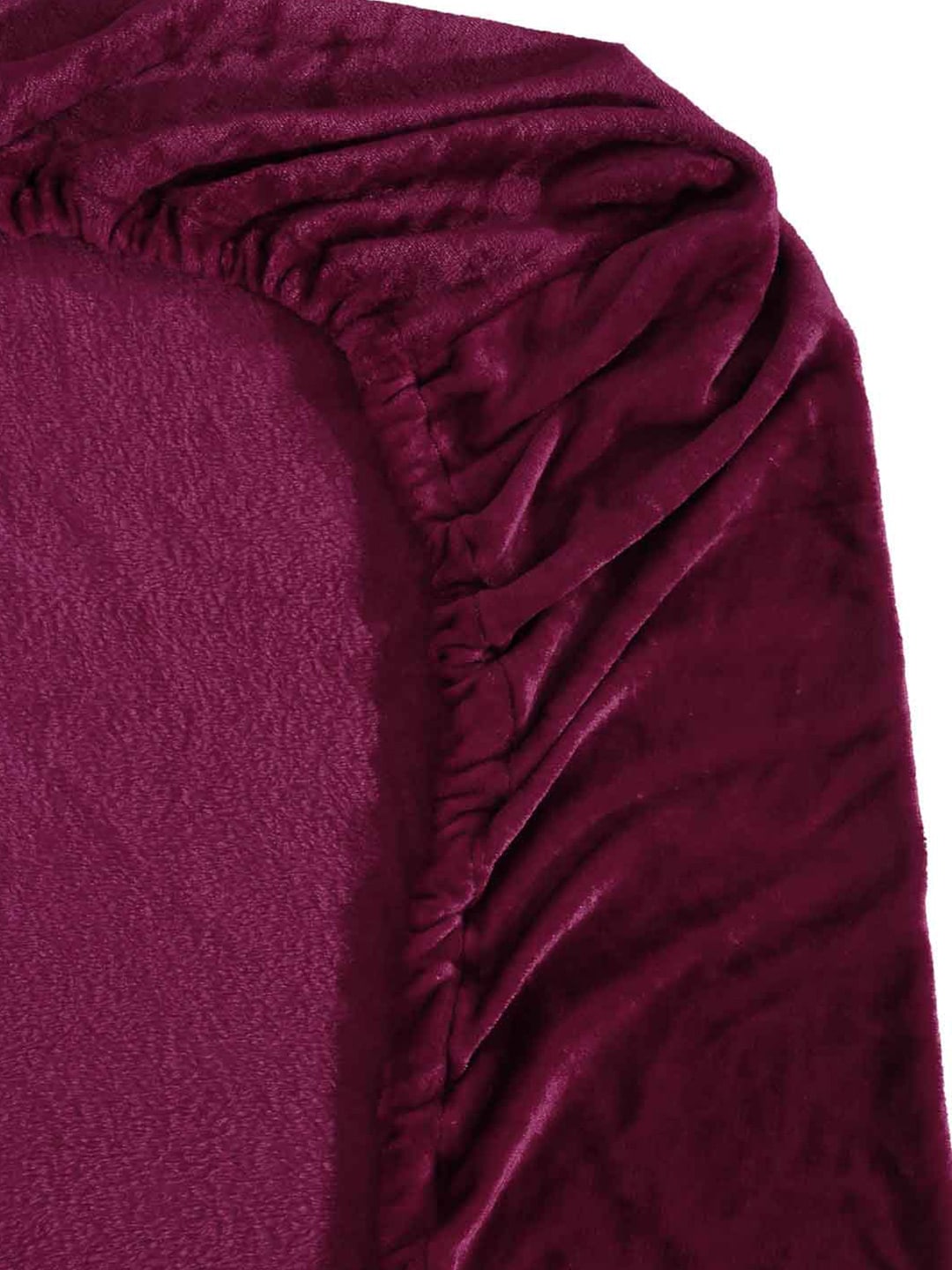 KLOTTHE Maroon 300 TC Woolen Fitted Double King Bedsheet With 2 Pillow Covers - Swadesiicart