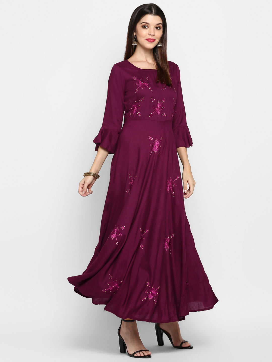 NOZ2TOZ Women Purple Rayon Kurta (1pc) - Swadesiicart