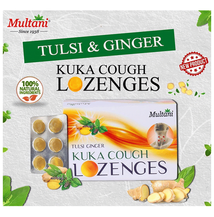 Multani Combo Pack of Kuka Cough Syrup 100ml and Tulsi Ginger Kuka Cough 36 Lozenges | Swadesiicart