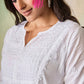 HOUSE OF KARI Notched Neck Ethnic Motifs Embroidered Chikankari Cotton Kurta | Swadesiicart