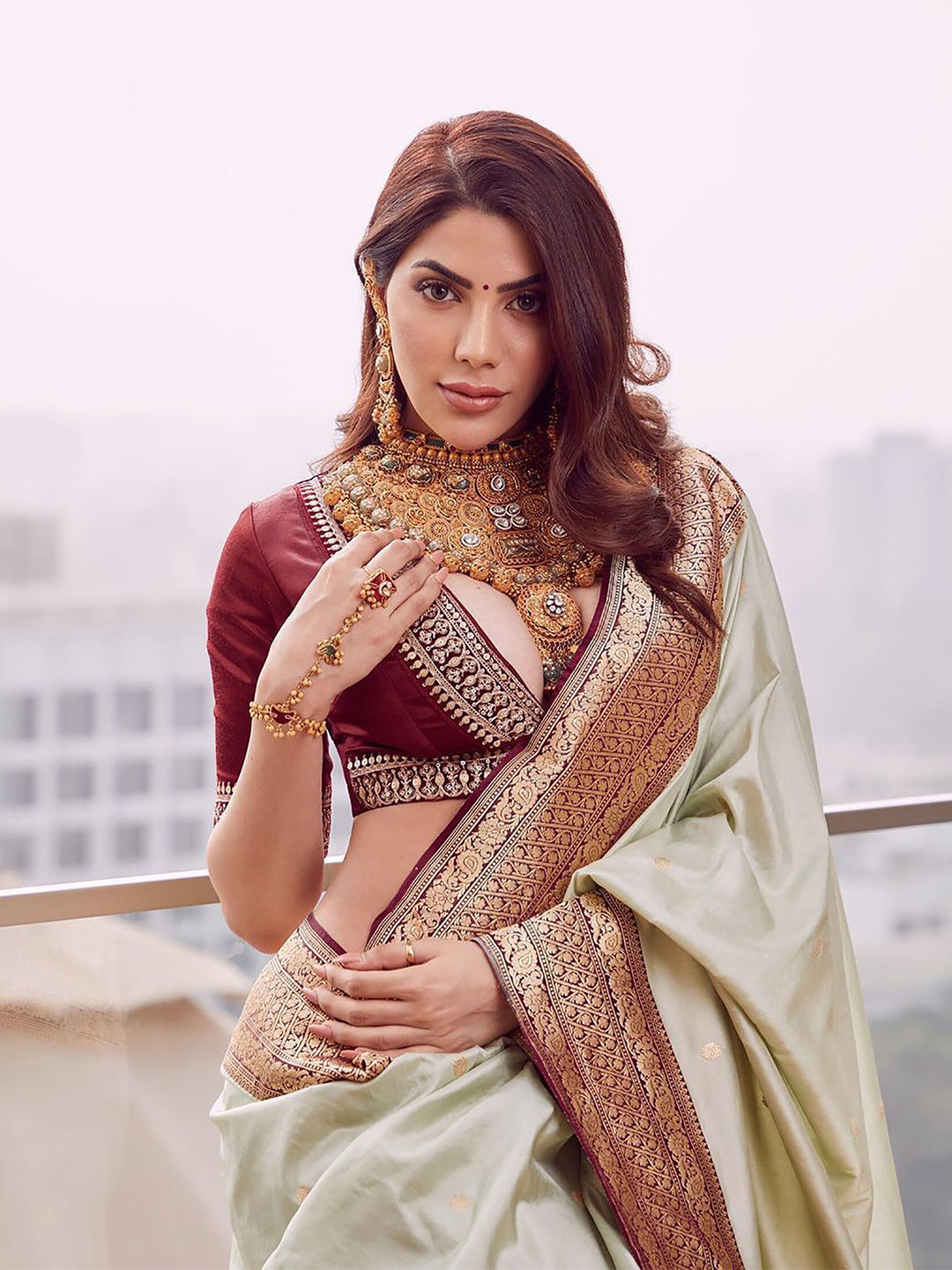 Kalini Ethnic Motifs Woven Design Zari Silk Cotton Banarasi Saree | Swadesiicart