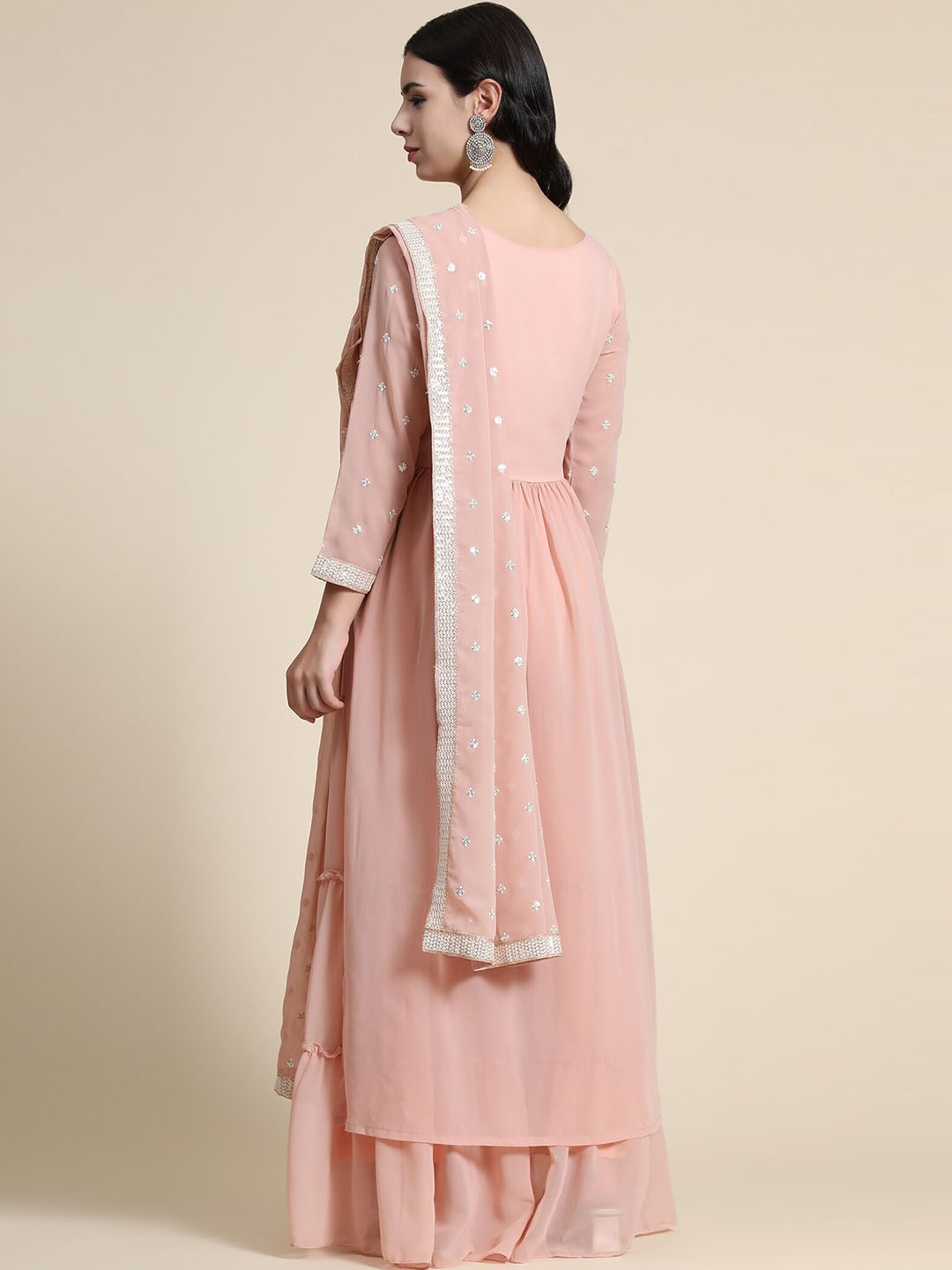 Kalini Ethnic Motifs Embroidered Regular Sequinned Kurta With Sharara & Dupatta | Swadesiicart