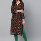 ADA Women Black & Pink Chikankari Hand Embroidered Semi-Sheer Straight Sustainable Kurta With Slip | Swadesiicart